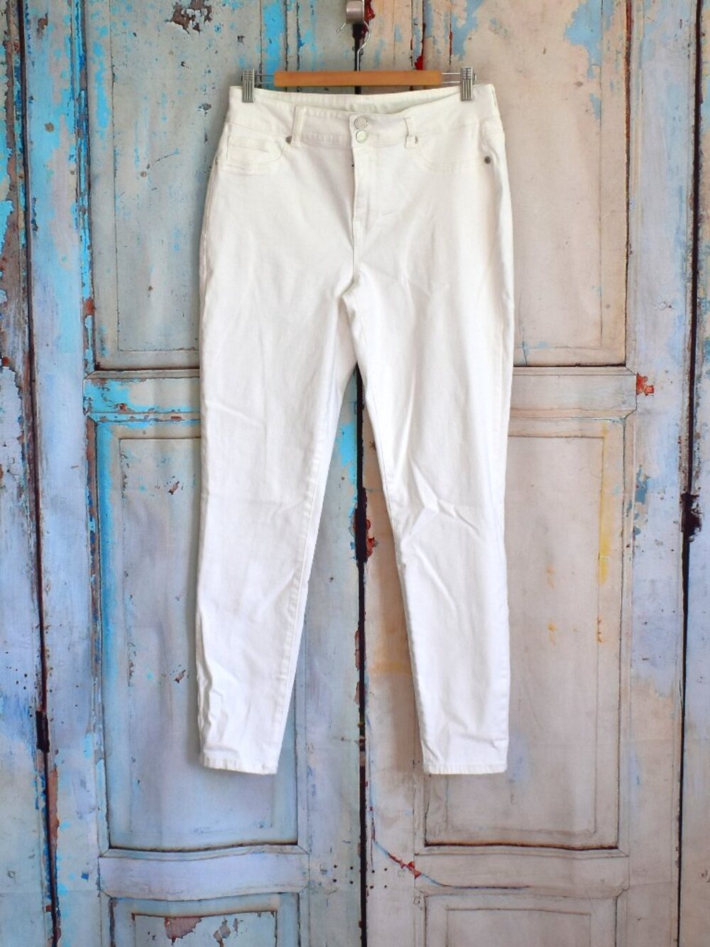 Women's Maurices Denim Stretch Jeans Pants Waist High Rise LARGE - R White